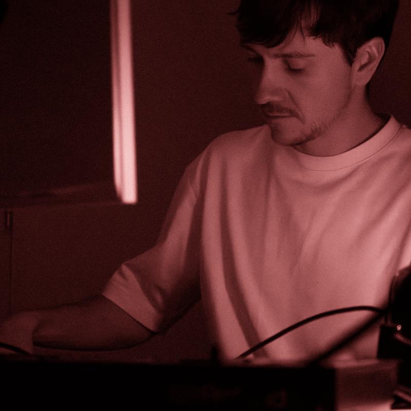 Photo of the french composer Franck Helaine in his studio
